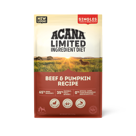 ACANA Singles, Beef & Pumpkin Recipe, Limited Ingredient Diet Dry Dog Food